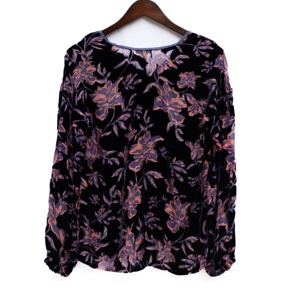 Sundance Boho Blouse Women’s XS Purple Floral Burnout Velvet Top Whimsigoth - Picture 2 of 6